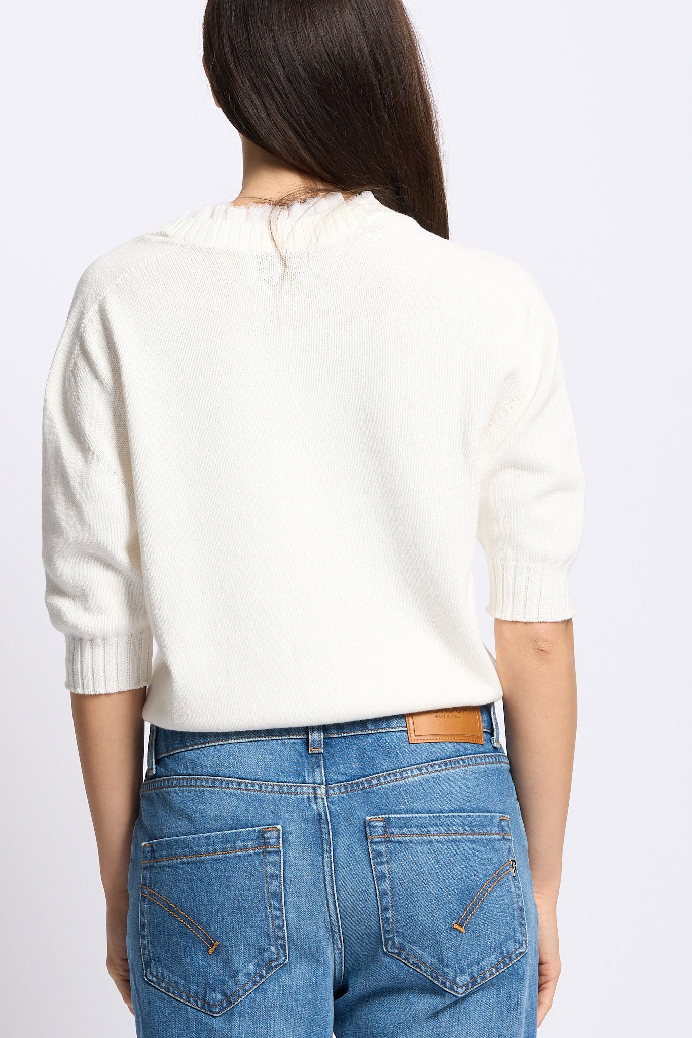 Alpha Maglia Scollo V Latte Donna-4