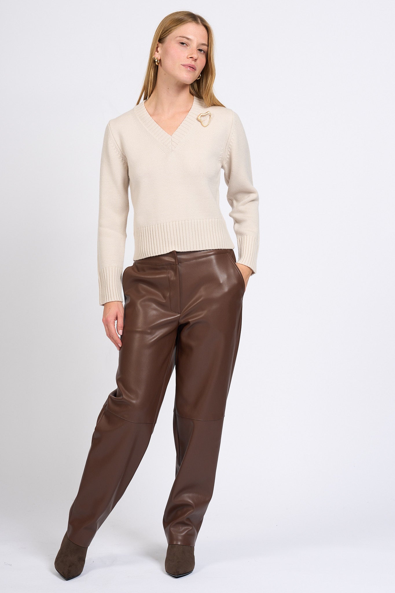 Alpha Maglia V Spilla Stucco Donna-3