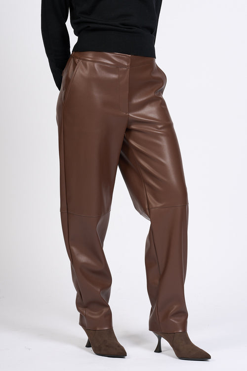 Alpha Pantalone Ecopelle Moro Donna