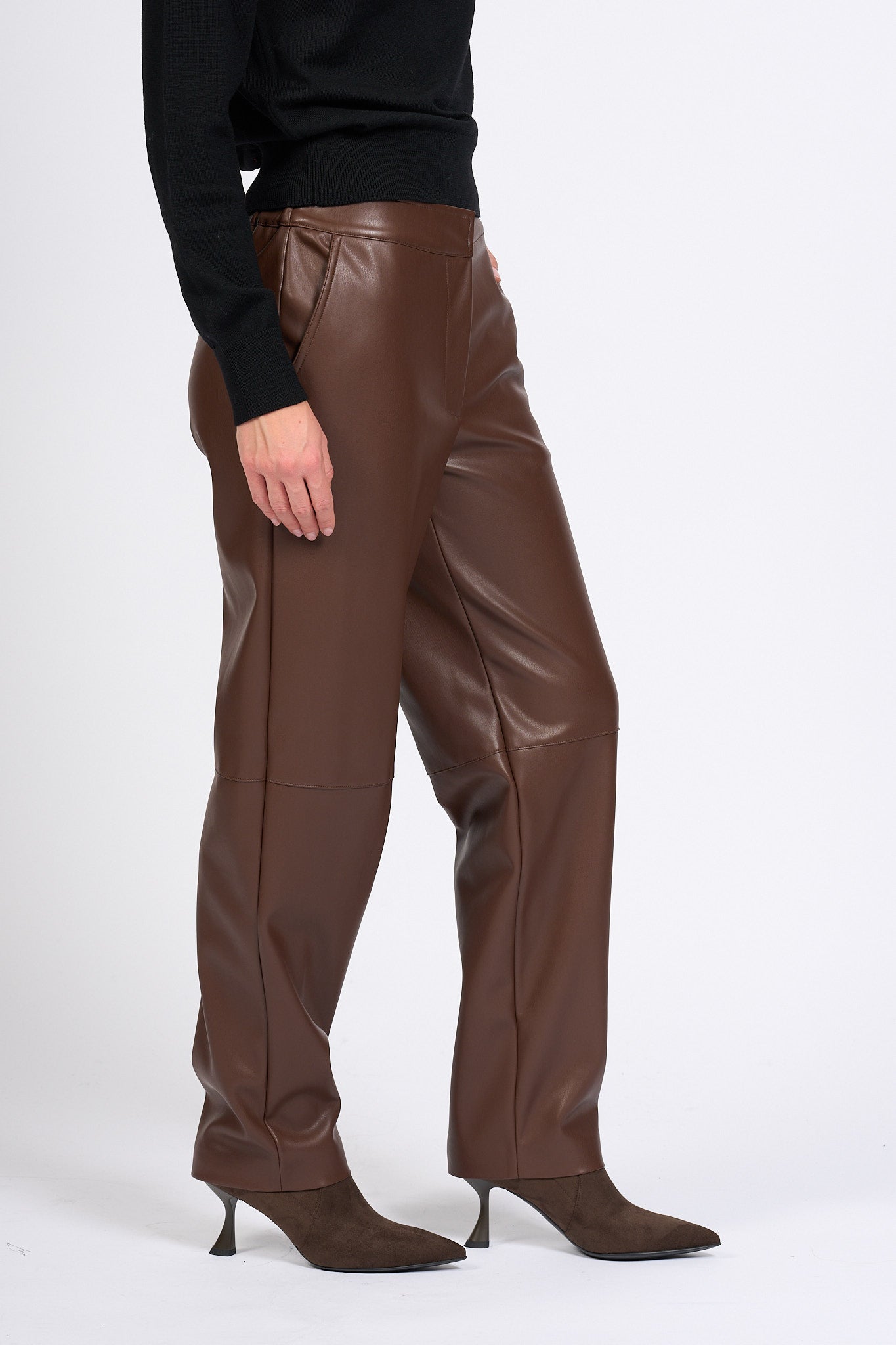 Alpha Pantalone Ecopelle Moro Donna-4