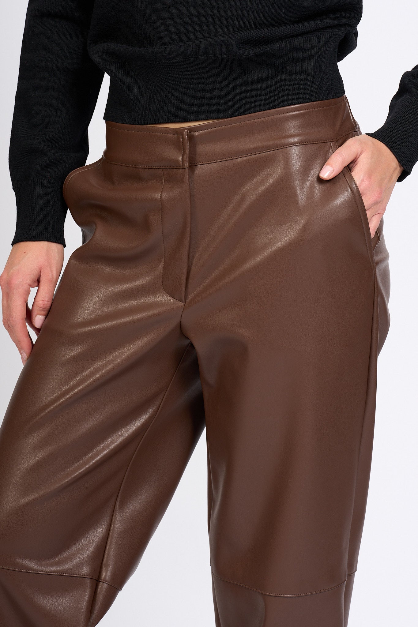 Alpha Pantalone Ecopelle Moro Donna-6
