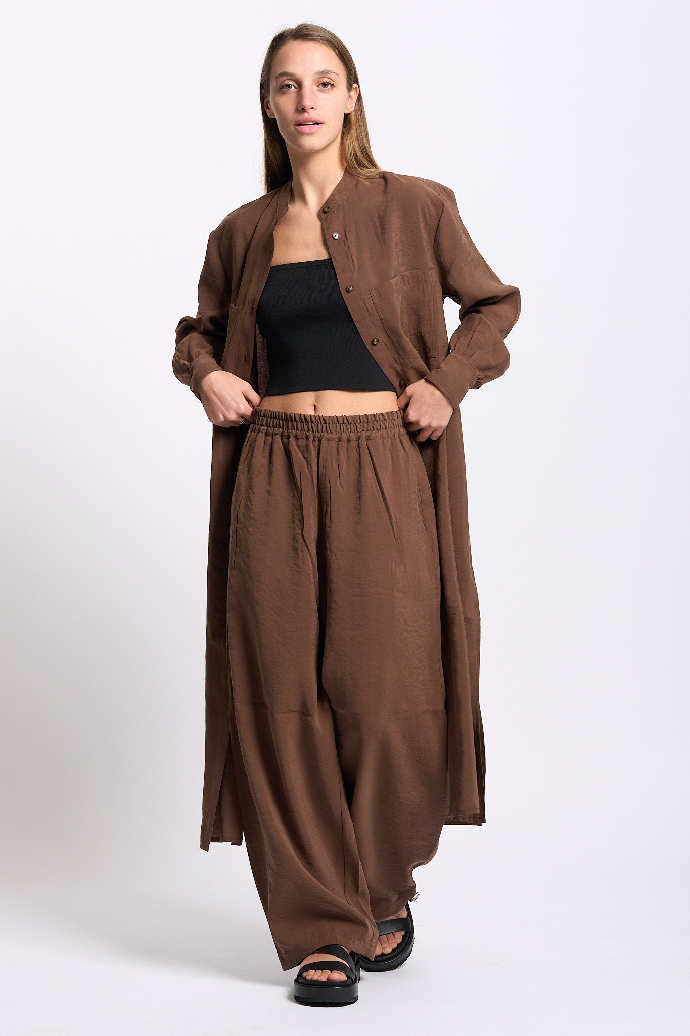 Alpha Pantalone con Elastico Cioccolato Donna-7