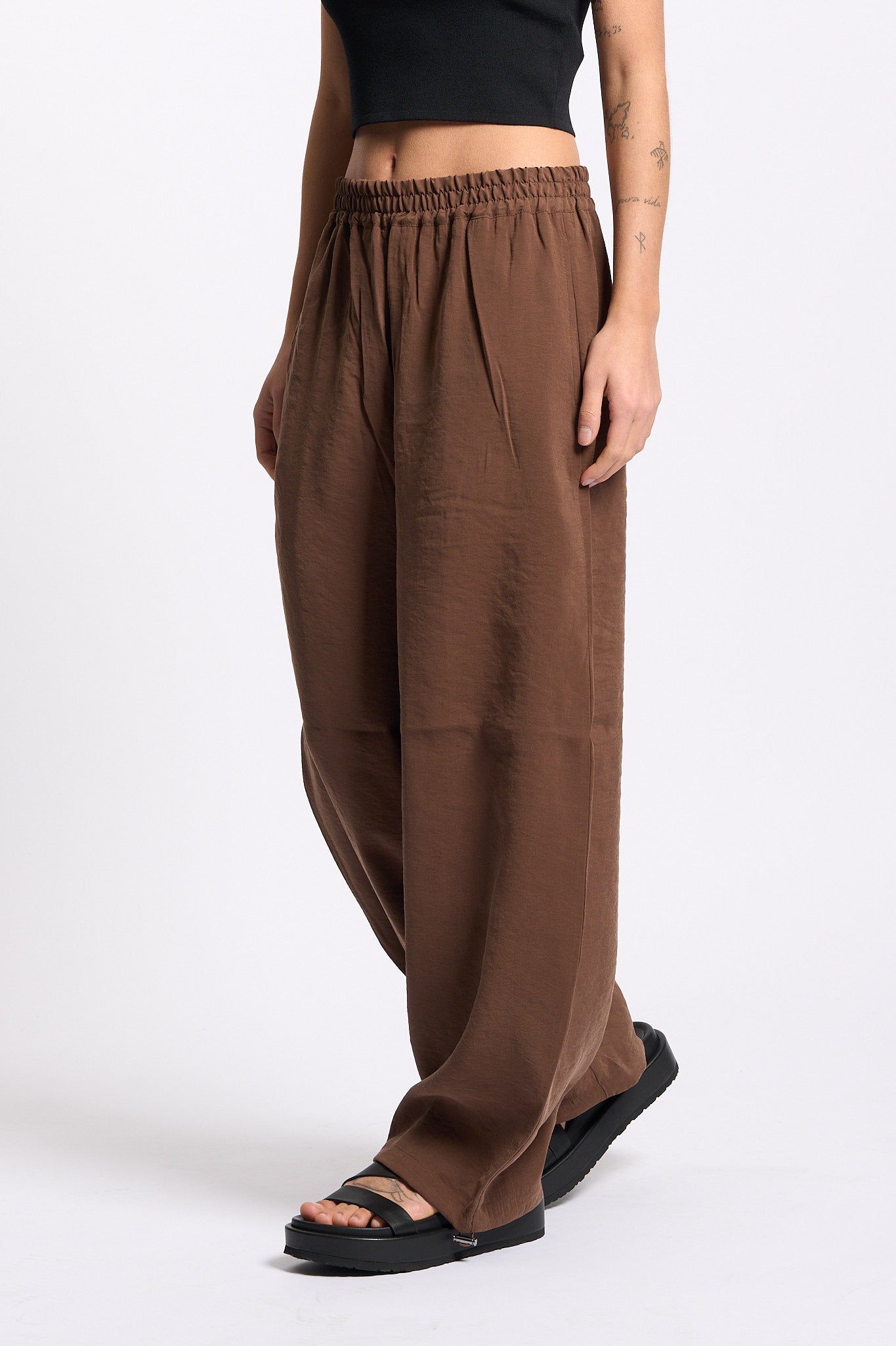 Alpha Pantalone con Elastico Cioccolato Donna-1