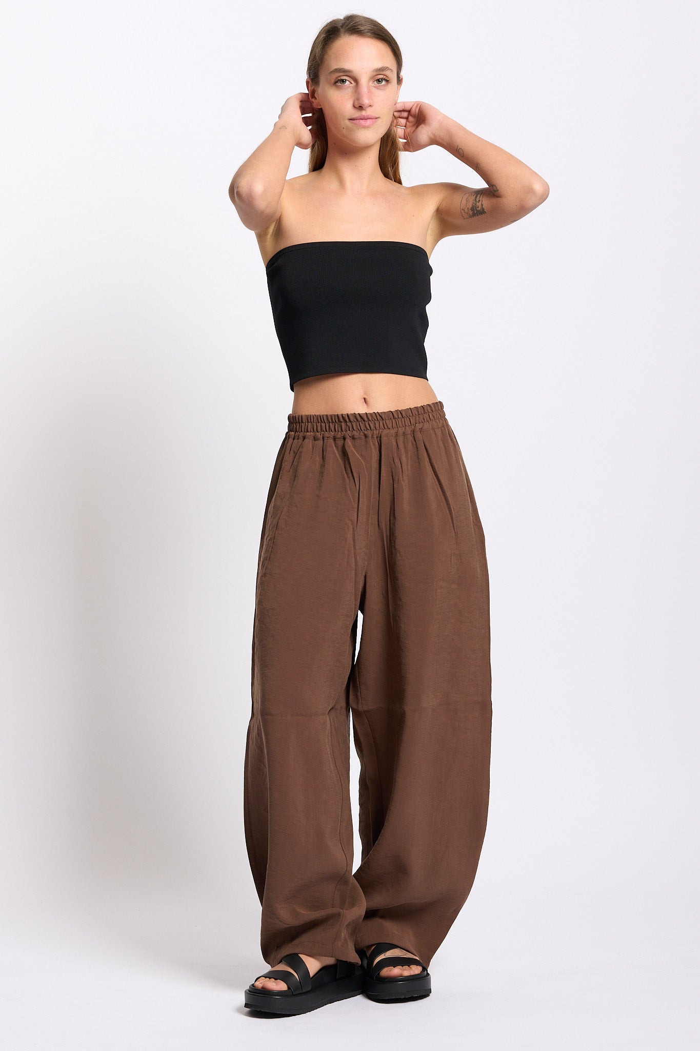 Alpha Pantalone con Elastico Cioccolato Donna-6
