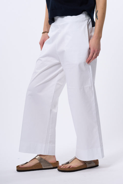 Alpha Pantalone in Popeline Bianco Donna