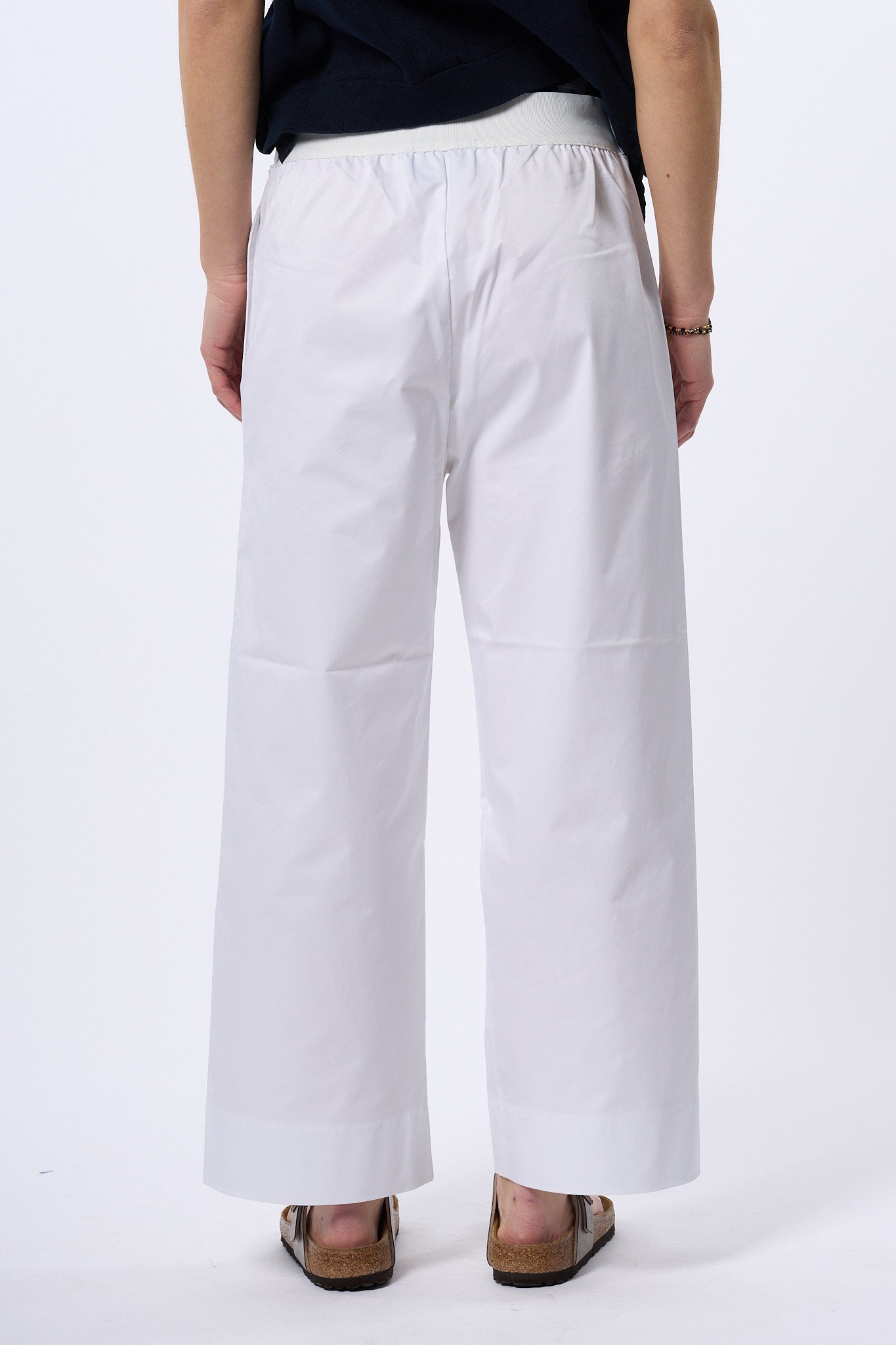 Alpha Pantalone in Popeline Bianco Donna-4