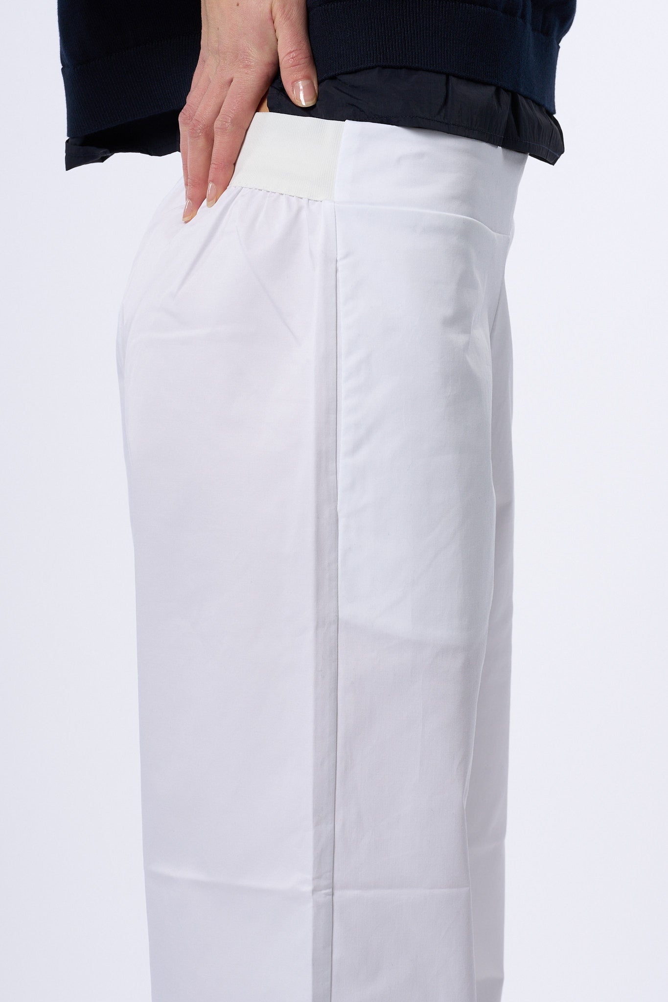 Alpha Pantalone in Popeline Bianco Donna-2