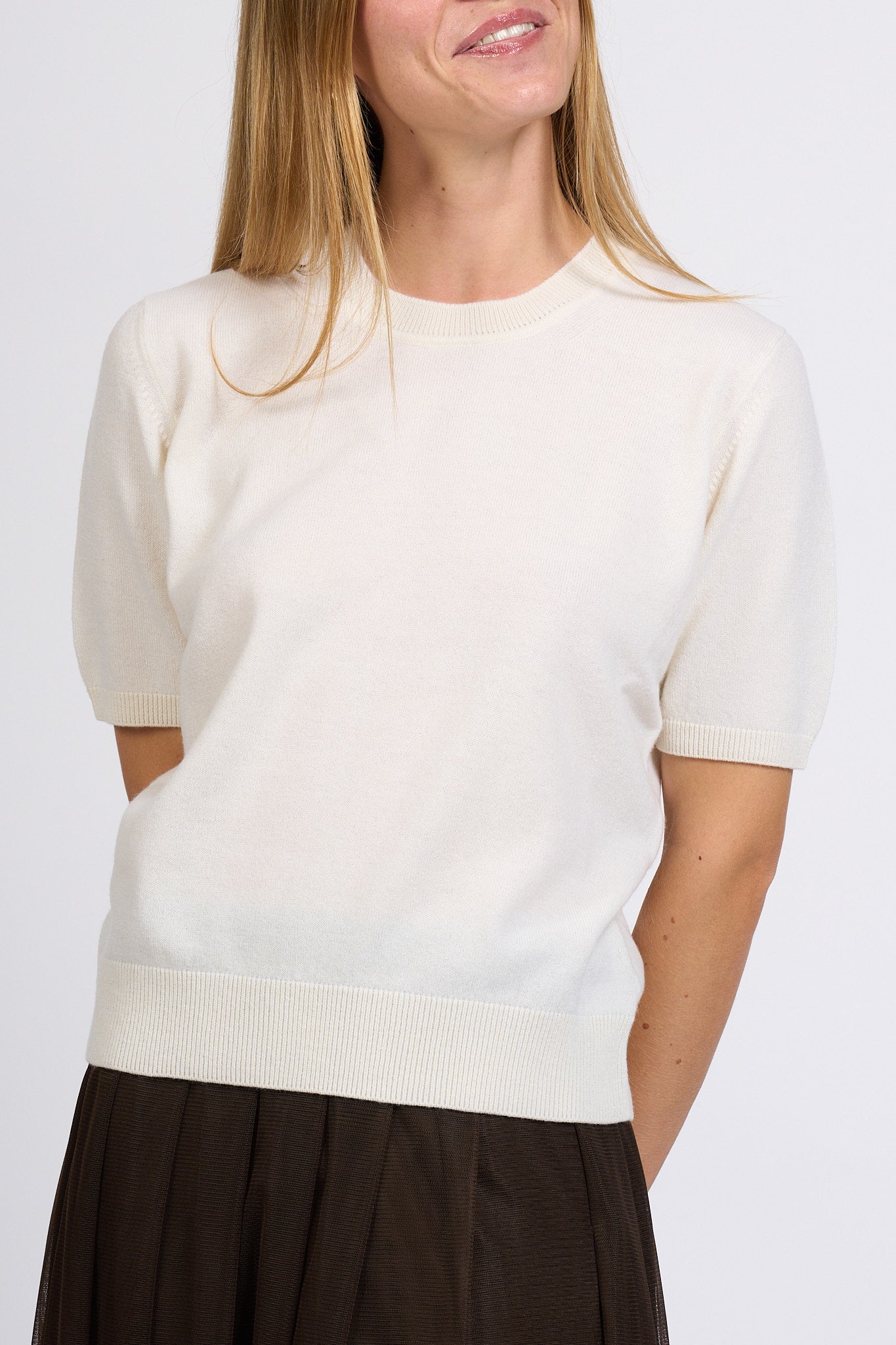 Alpha T-shirt lana Latte Donna-3