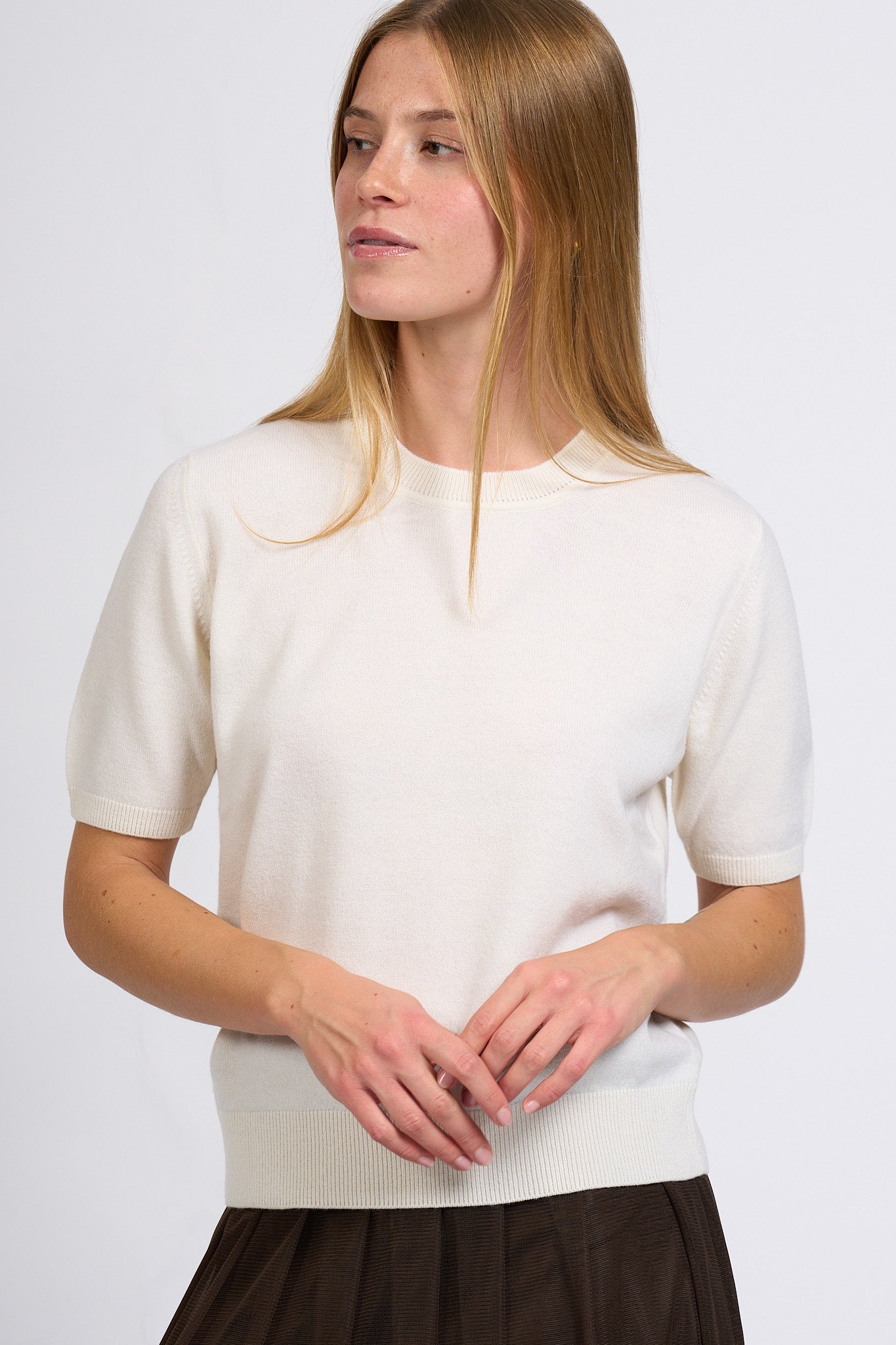 Alpha T-shirt lana Latte Donna-4