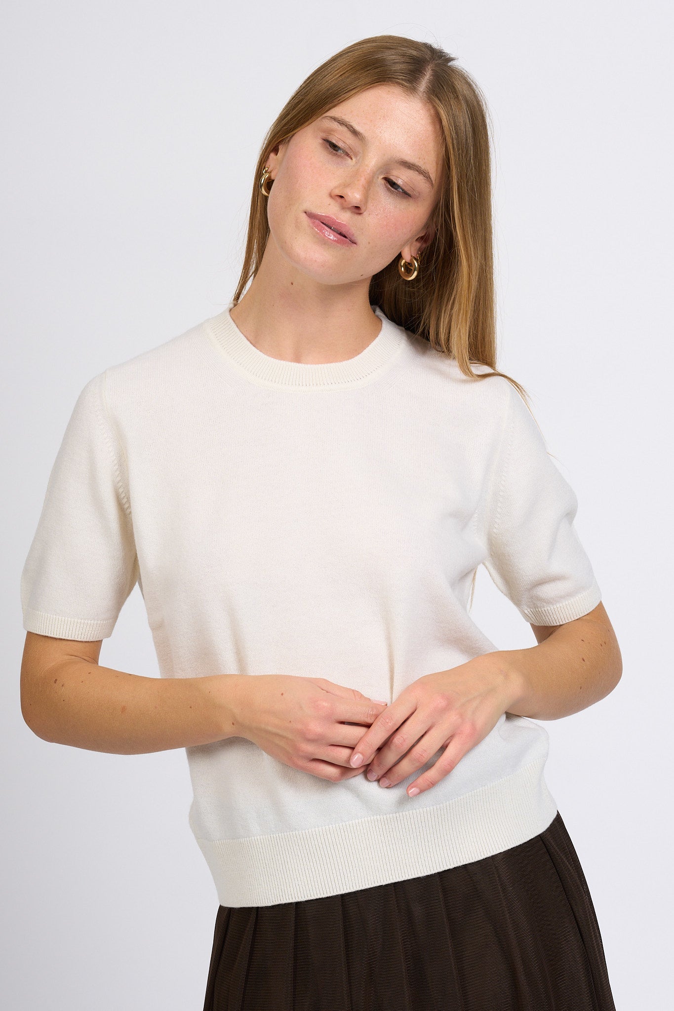 Alpha T-shirt lana Latte Donna-6