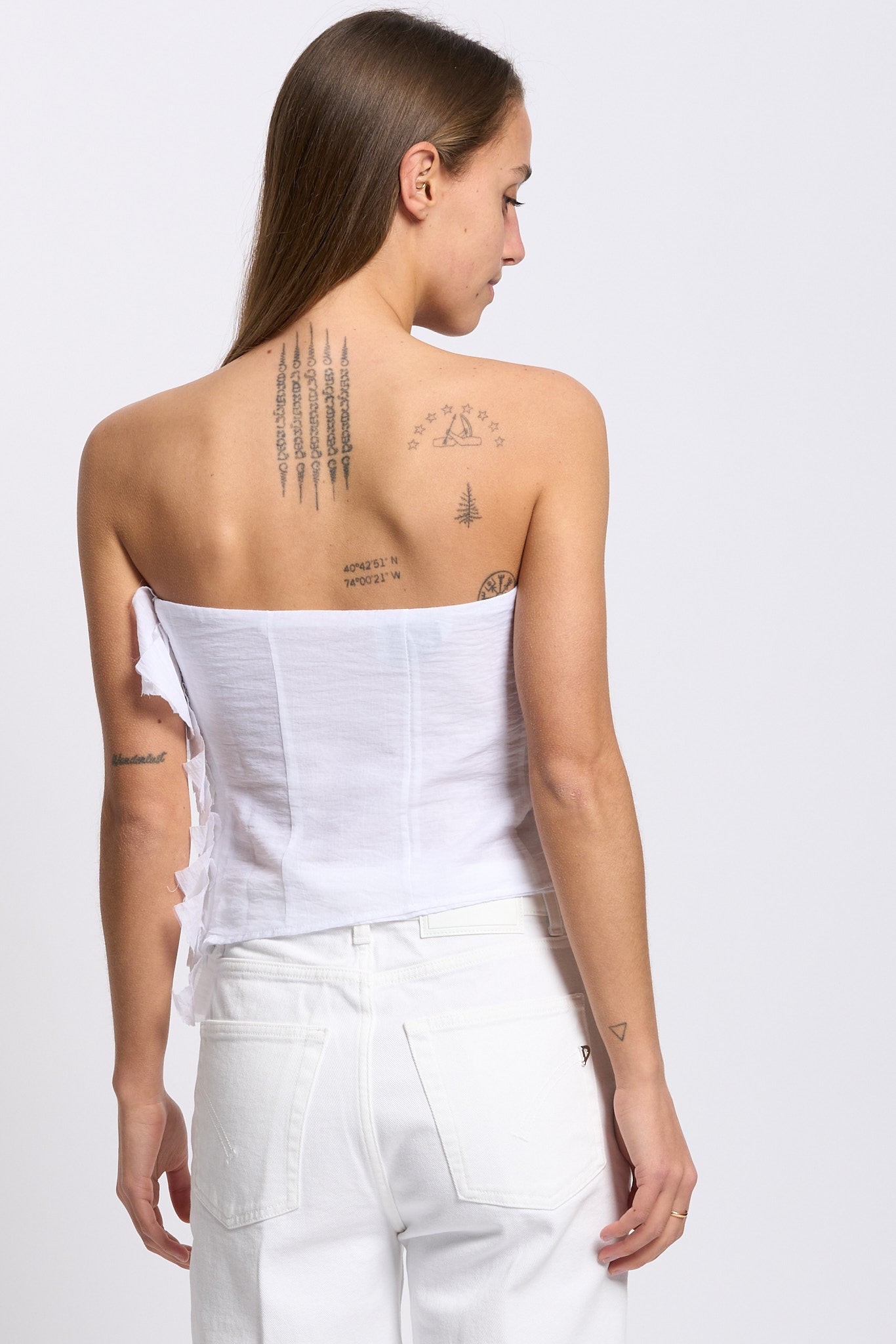 Alpha Top con Rouches Bianco Donna-5