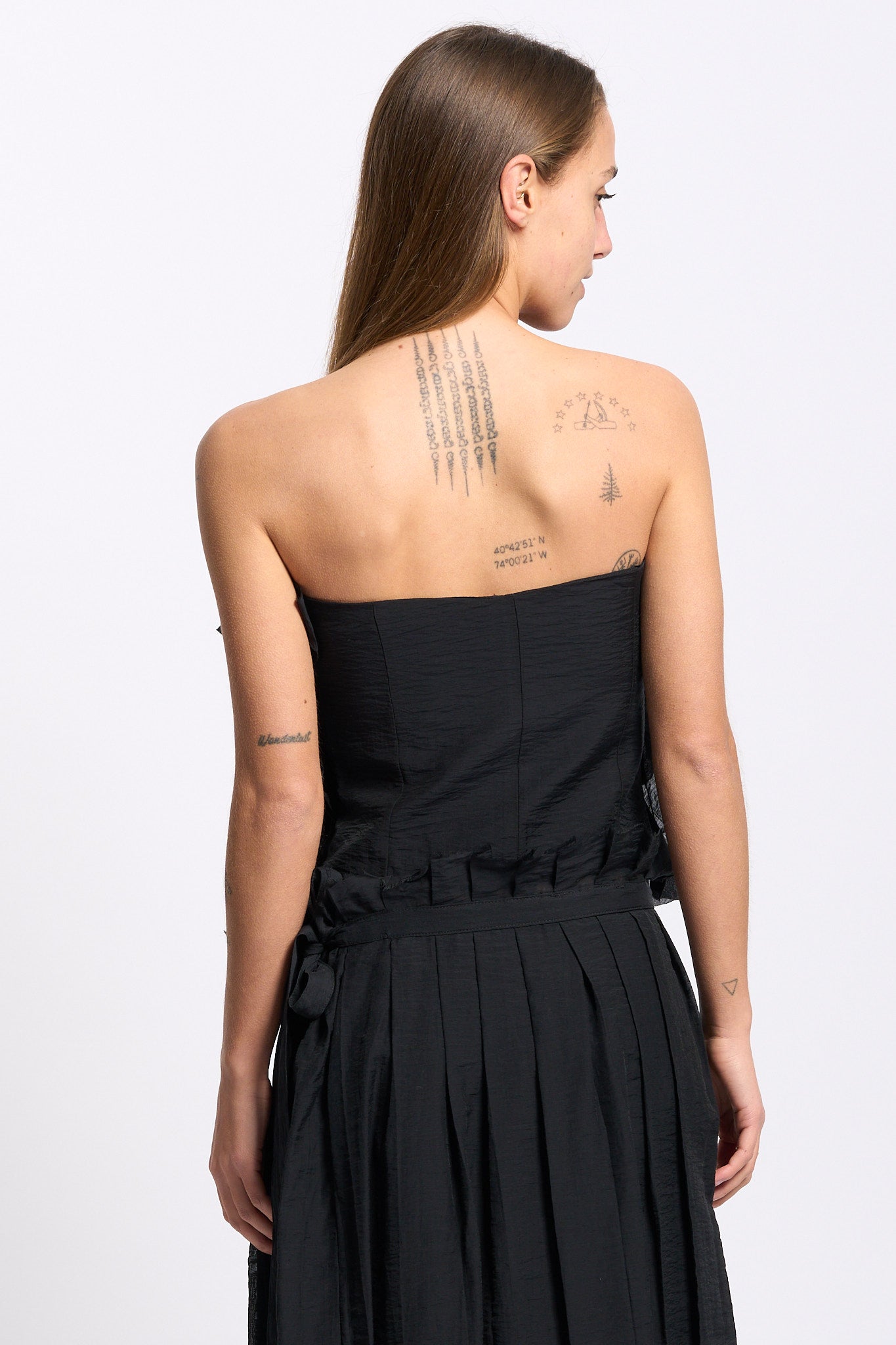 Alpha Top con Rouches Nero Donna-2