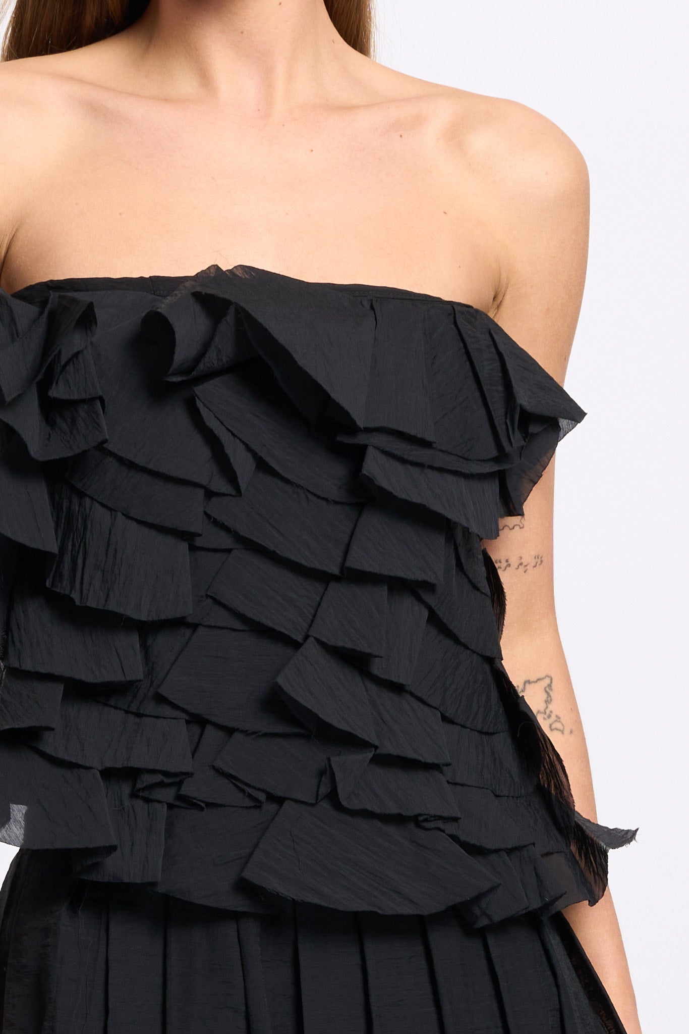 Alpha Top con Rouches Nero Donna-5
