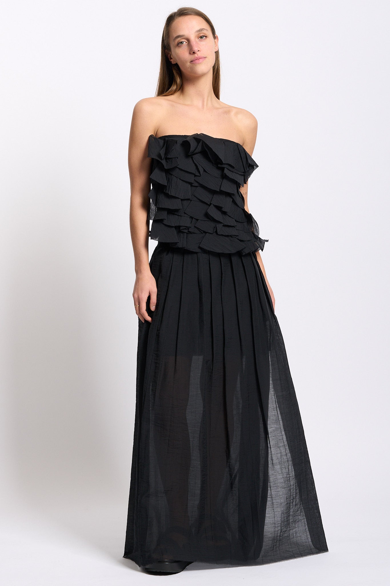 Alpha Top con Rouches Nero Donna-6