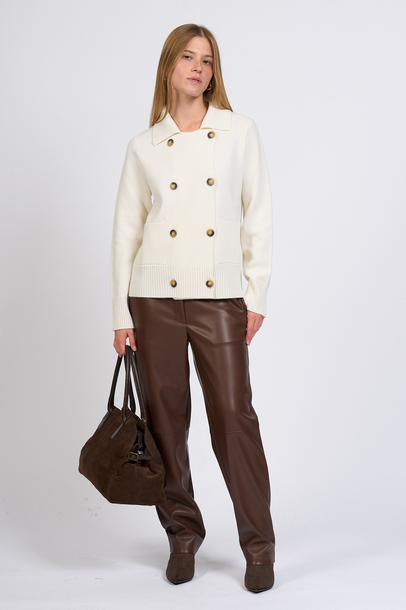 Alpha Giacca Maglia Latte Donna-4