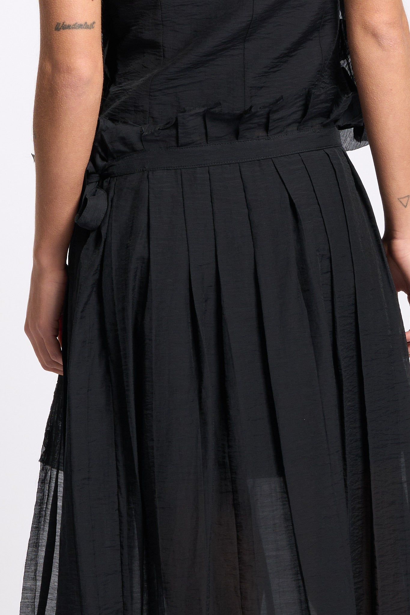 Alpha Gonna Lunga con Pieghe Nero Donna-6
