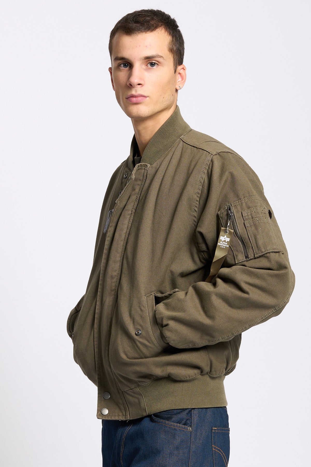 Alpha industries Giubbino Bomber MA-1 Canvas Verde oliva Uomo-4