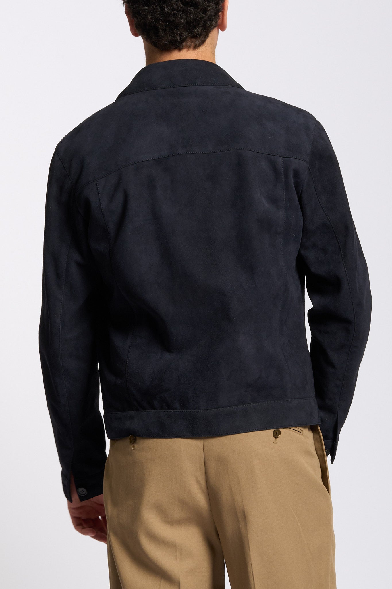 Altacruna Giacca in Pelle Scamosciata Blu Uomo-4