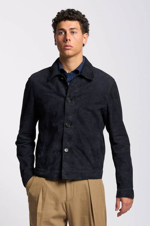 Altacruna Giacca in Pelle Scamosciata Blu Uomo