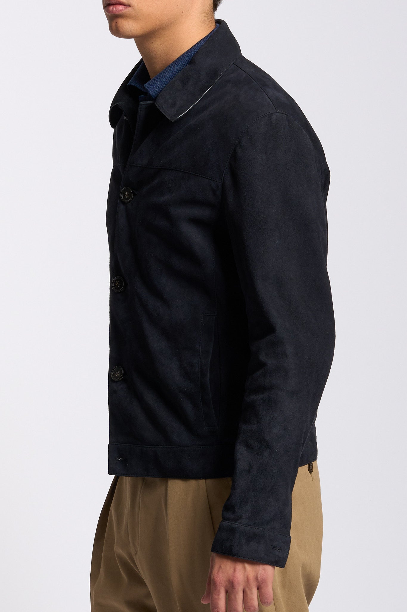 Altacruna Giacca in Pelle Scamosciata Blu Uomo-5