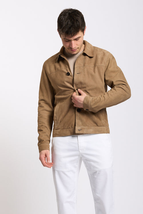 Altacruna Giacca in Pelle Scamosciata Sabbia Uomo