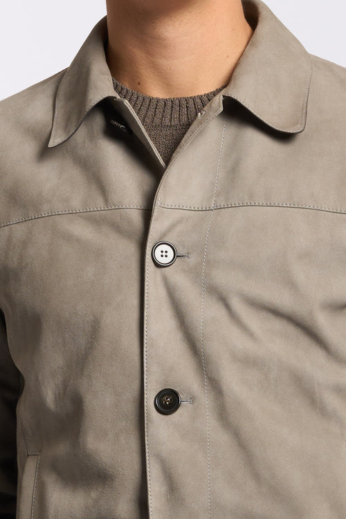 Altacruna Giacca in Pelle Scamosciata Tortora Uomo-2