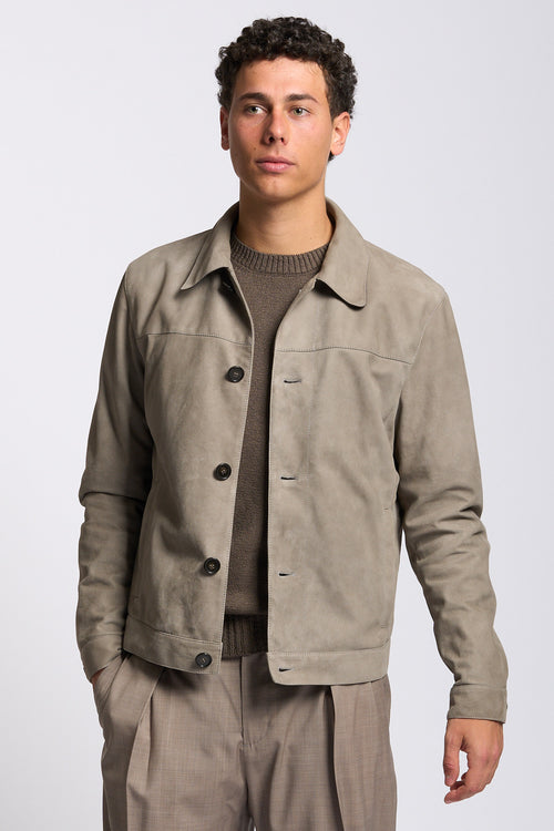 Altacruna Giacca in Pelle Scamosciata Tortora Uomo