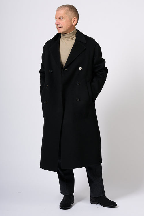 Amaranth Black Double Breasted Coat Men