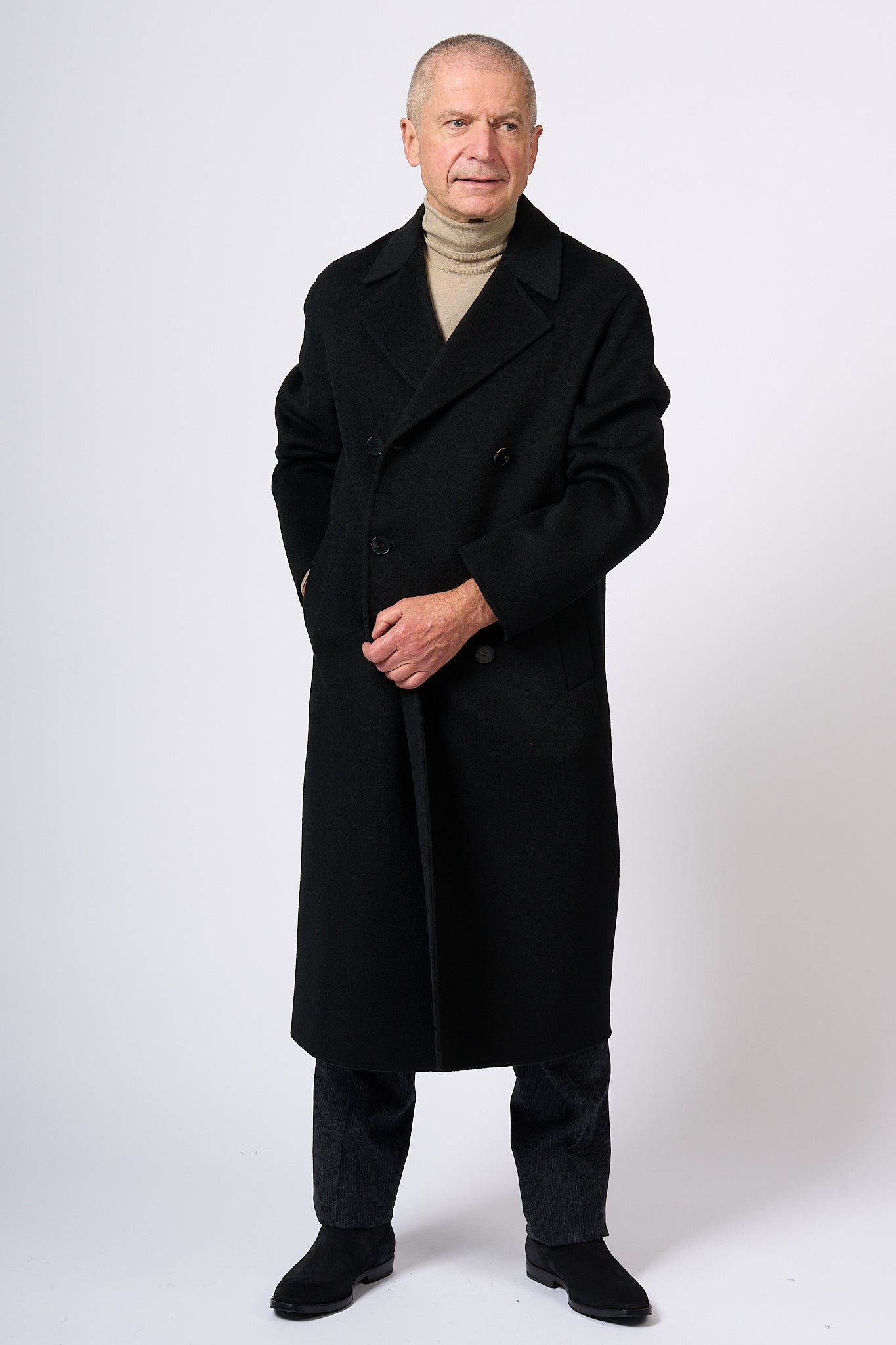 Amaranth Black Double Breasted Coat Men-9