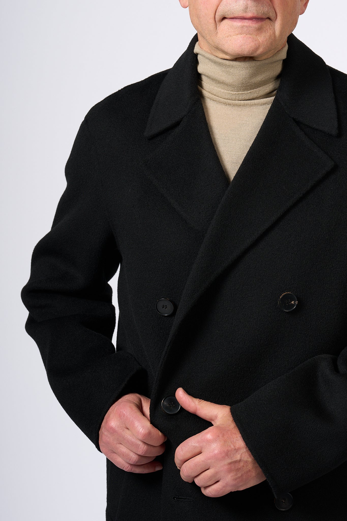 Amaranth Black Double Breasted Coat Men-7