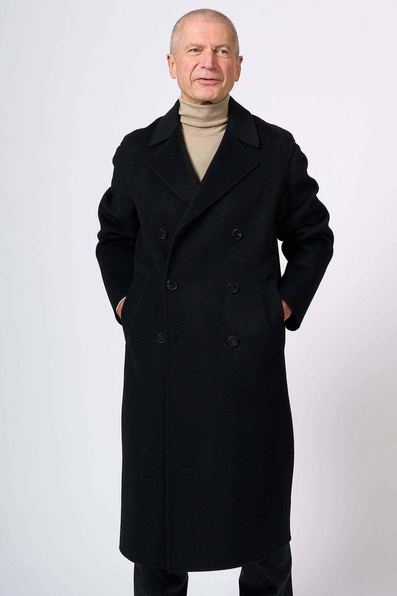 Amaranth Black Double Breasted Coat Men-8