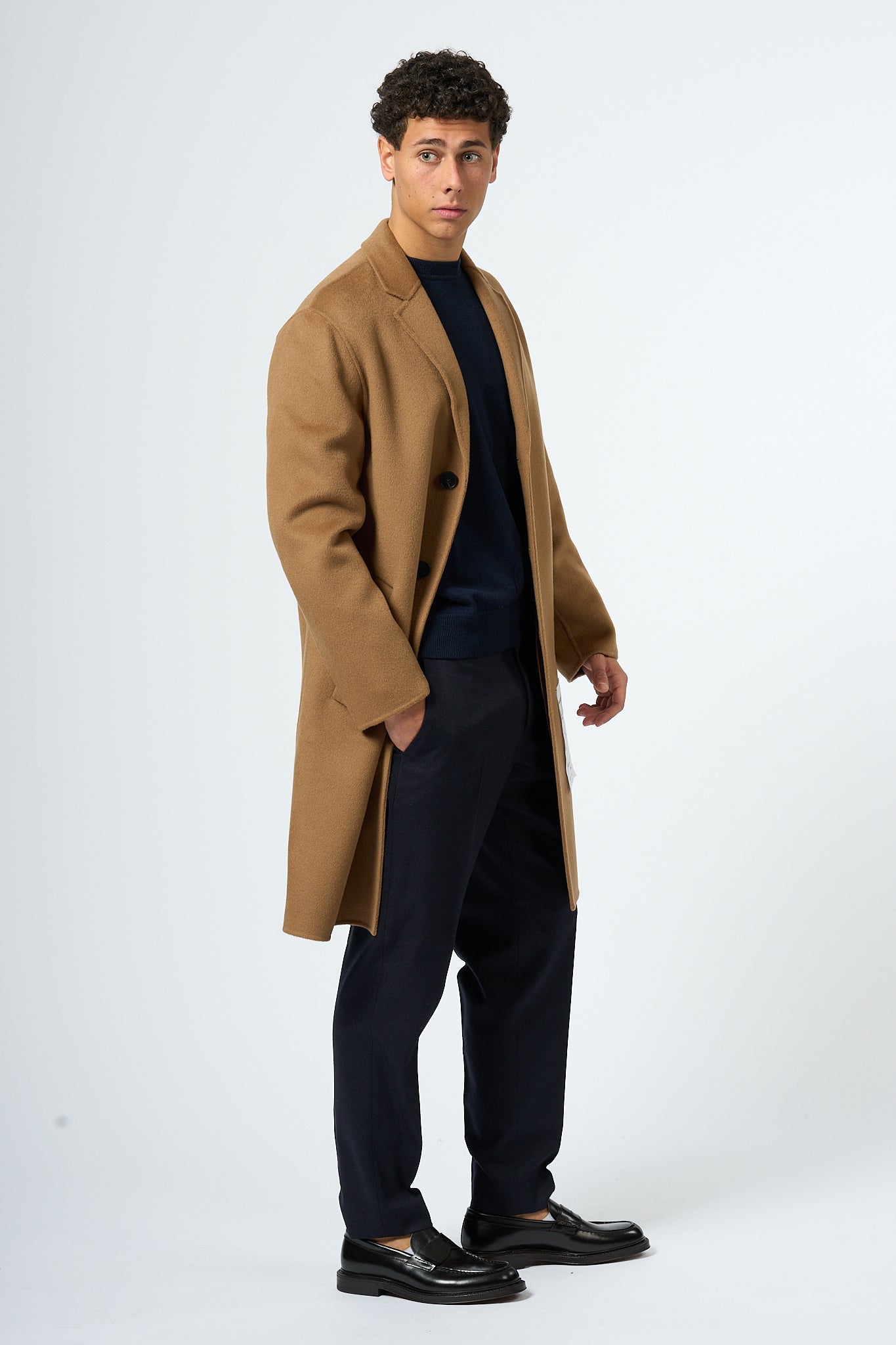 Amaranto Cappotto Lana e Cashmere Cammello Uomo-1