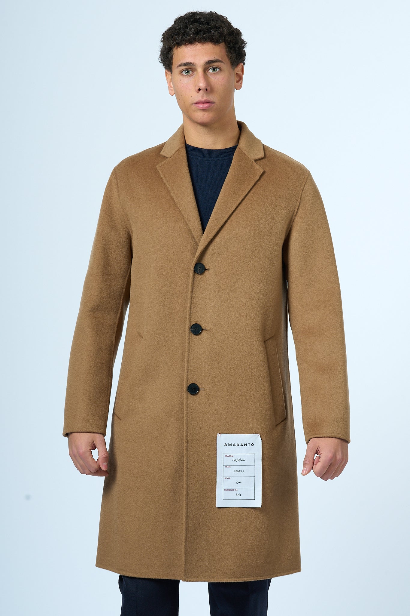 Amaranto Cappotto Lana e Cashmere Cammello Uomo-2