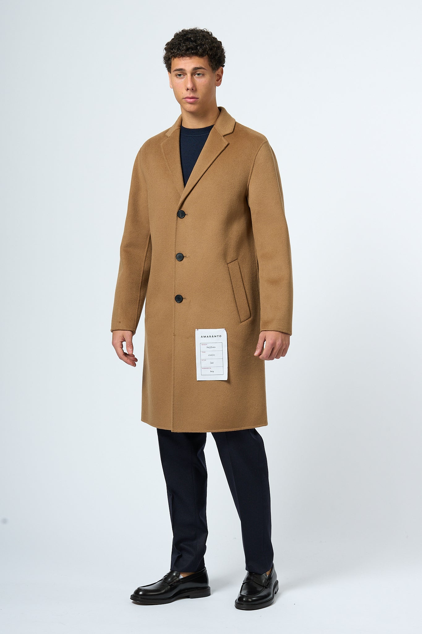 Amaranto Cappotto Lana e Cashmere Cammello Uomo-3