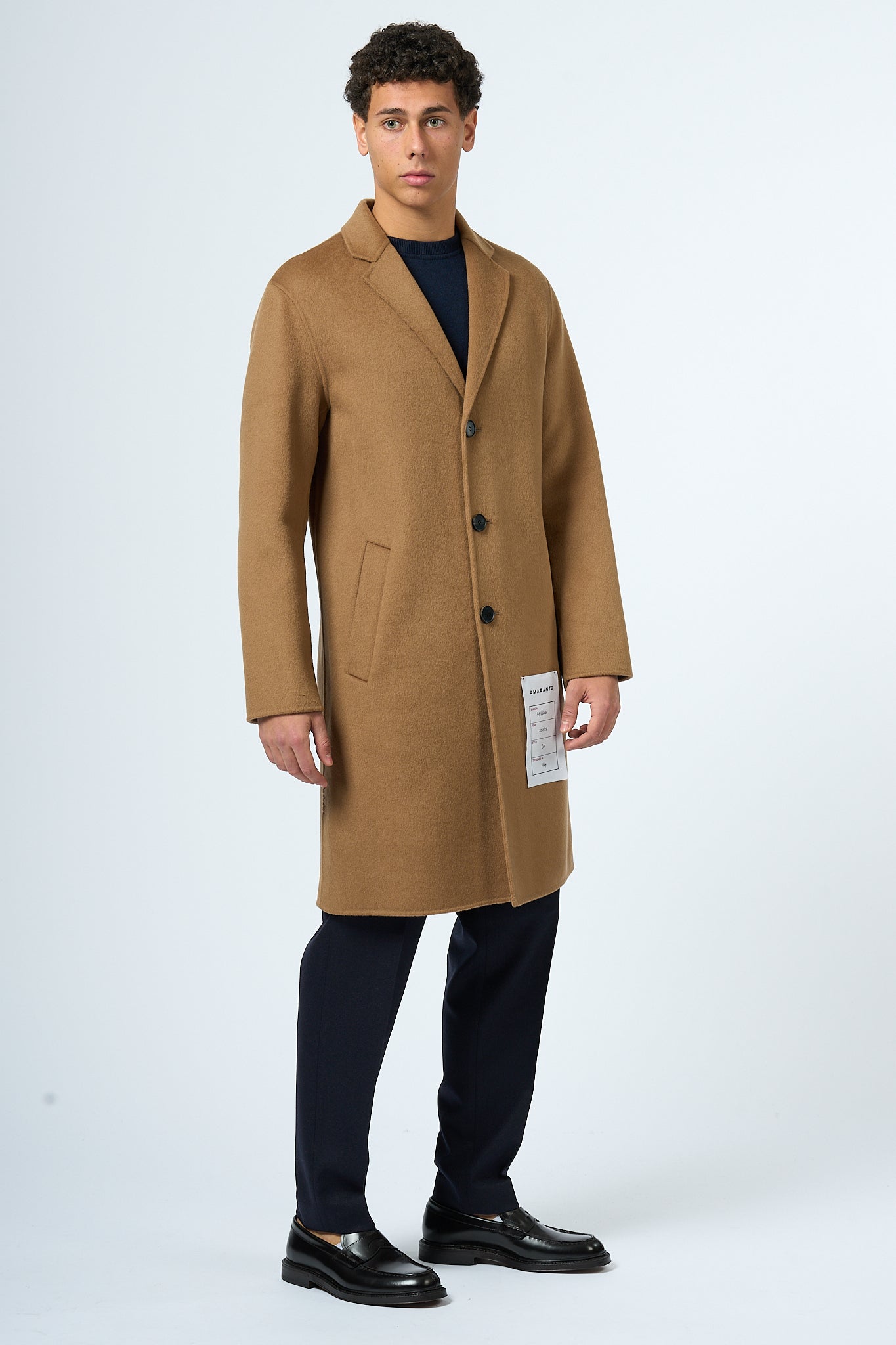 Amaranto Cappotto Lana e Cashmere Cammello Uomo-4