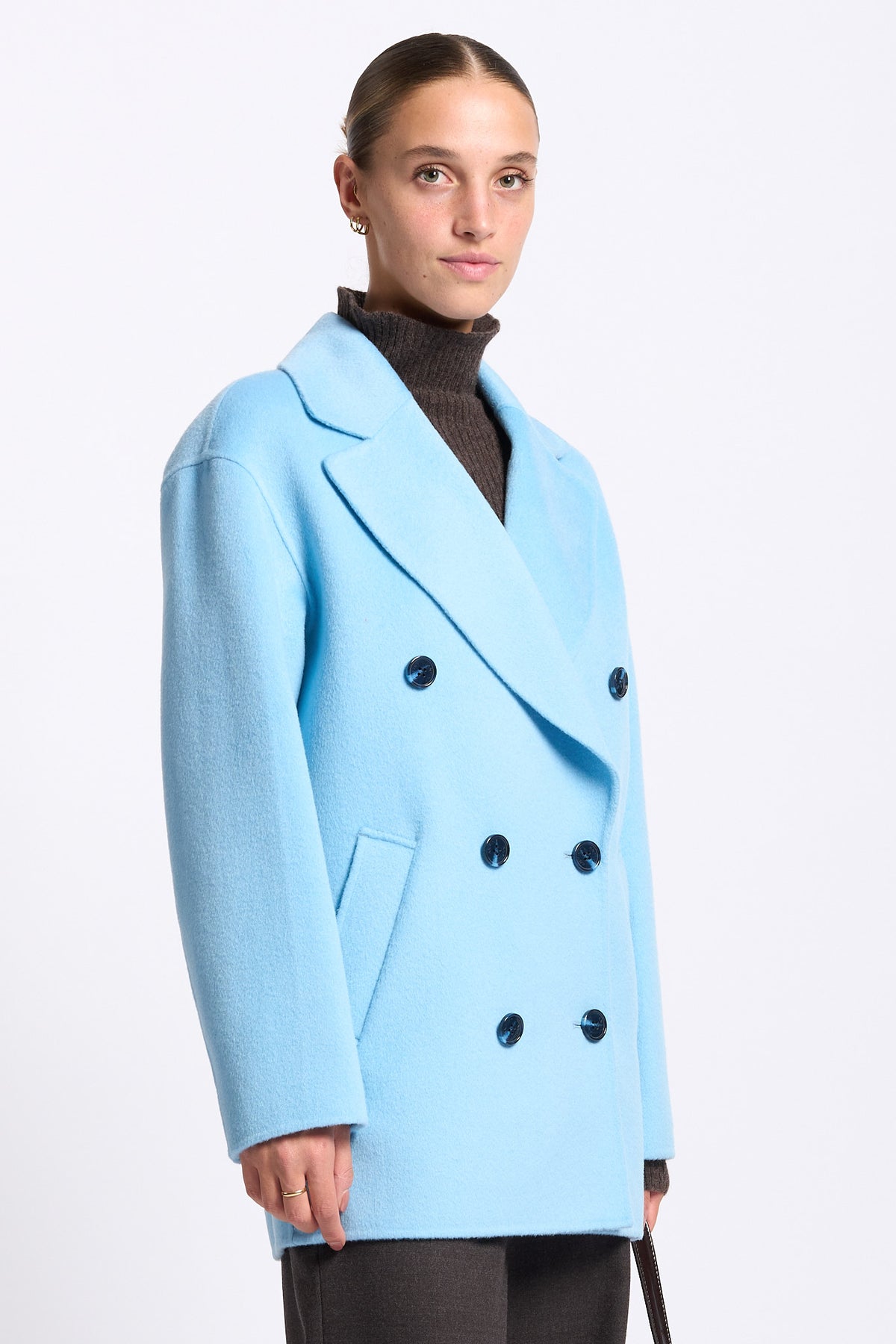Anfiny Caban KATE Azzurro Donna in pura lana-7