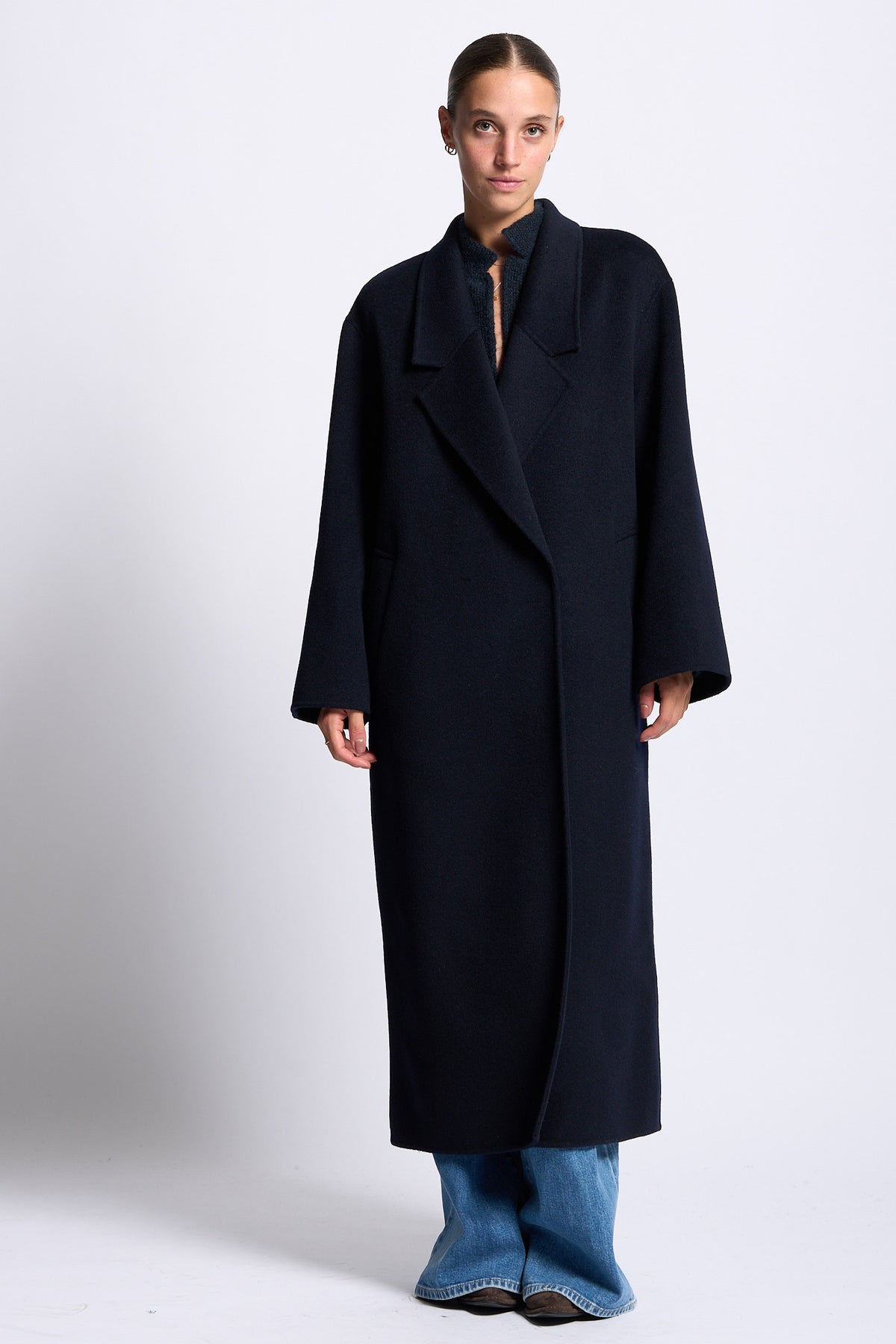 Anfiny Cappotto CARLOTTA Lungo Blu Donna in pura lana-6