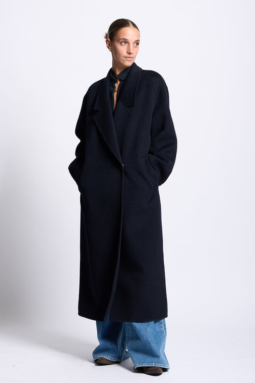 Anfiny Cappotto CARLOTTA Lungo Blu Donna in pura lana-2