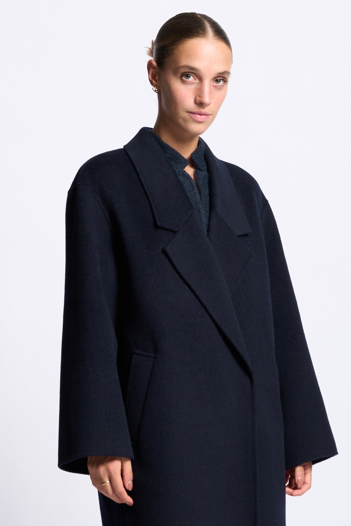 Anfiny Cappotto CARLOTTA Lungo Blu Donna in pura lana-3