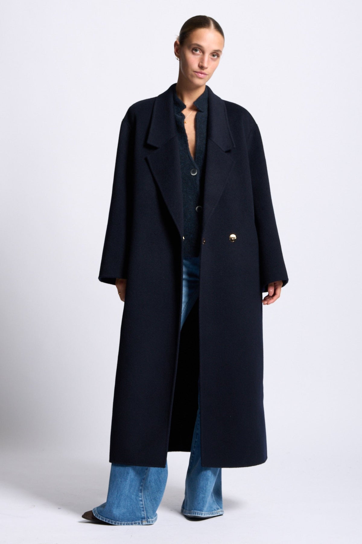 Anfiny Cappotto CARLOTTA Lungo Blu Donna in pura lana-8
