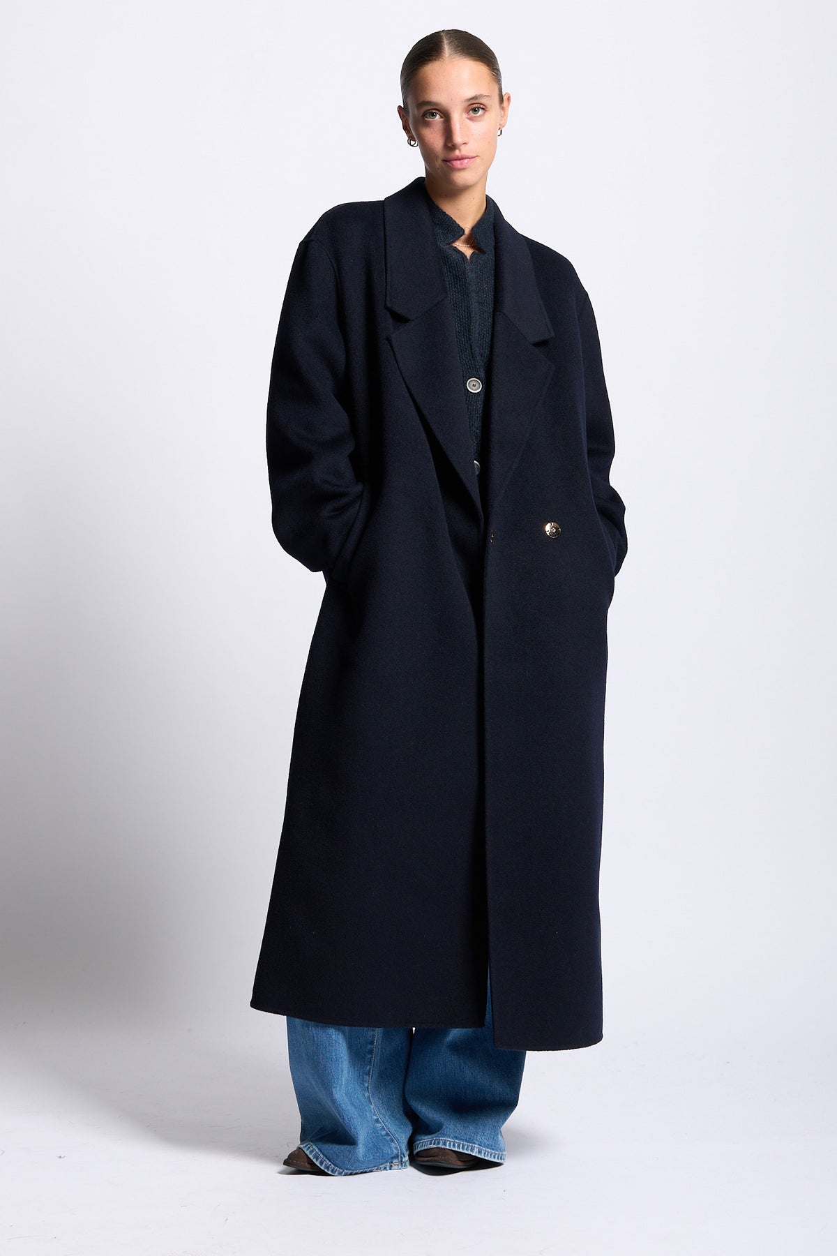 Anfiny Cappotto CARLOTTA Lungo Blu Donna in pura lana-7