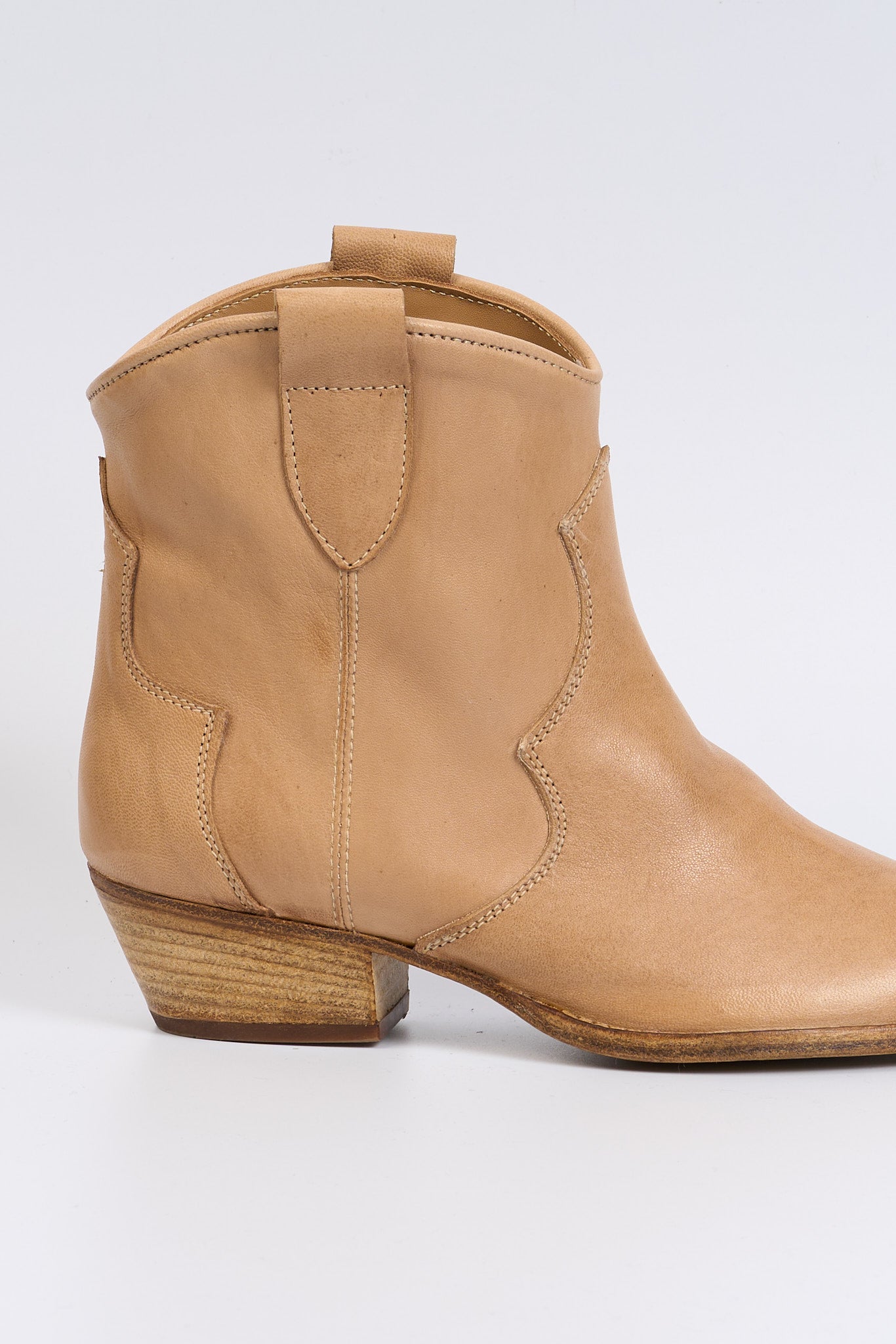 Ardito Stivaletto Texano Pelle Beige Donna-2