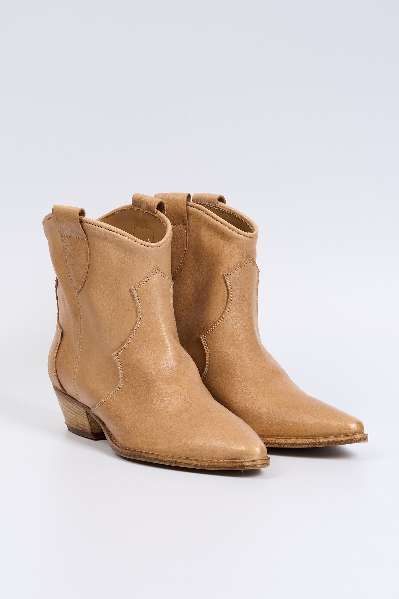 Ardito Stivaletto Texano Pelle Beige Donna-3