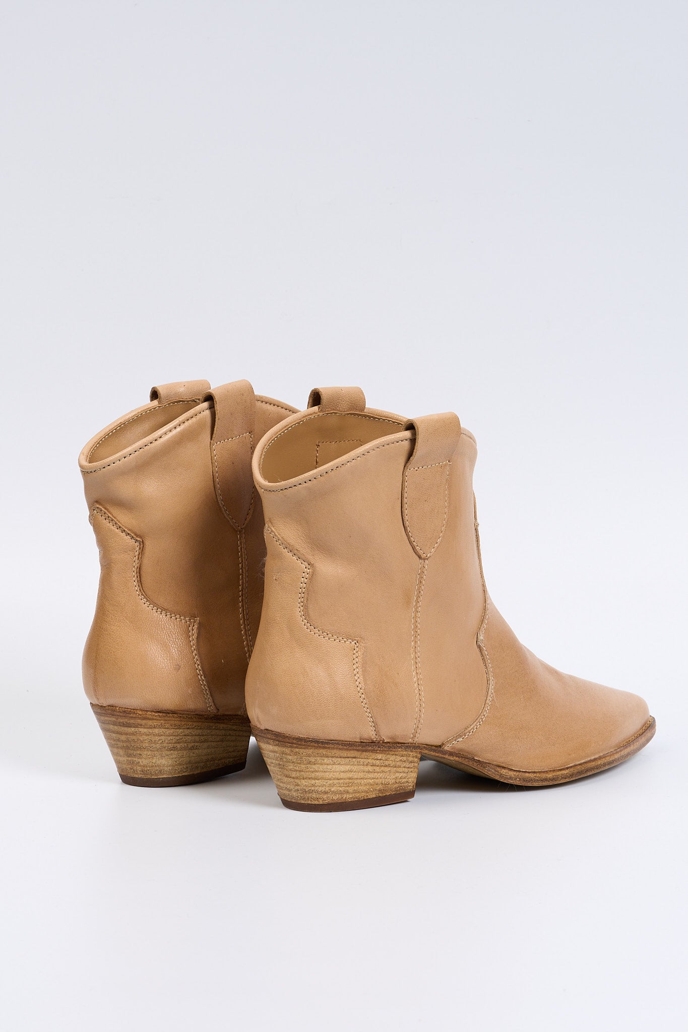 Ardito Stivaletto Texano Pelle Beige Donna-4