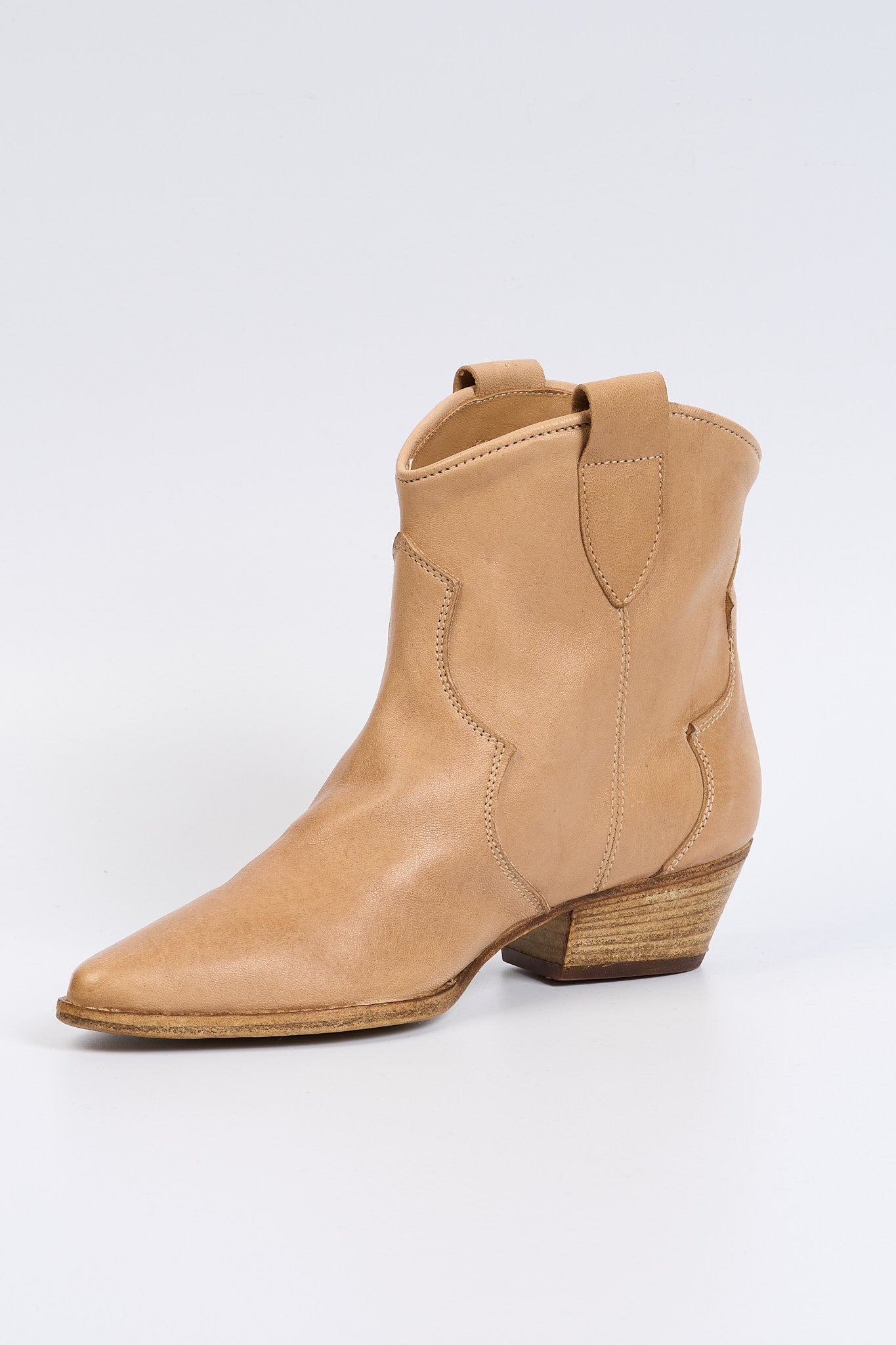 Ardito Stivaletto Texano Pelle Beige Donna-5