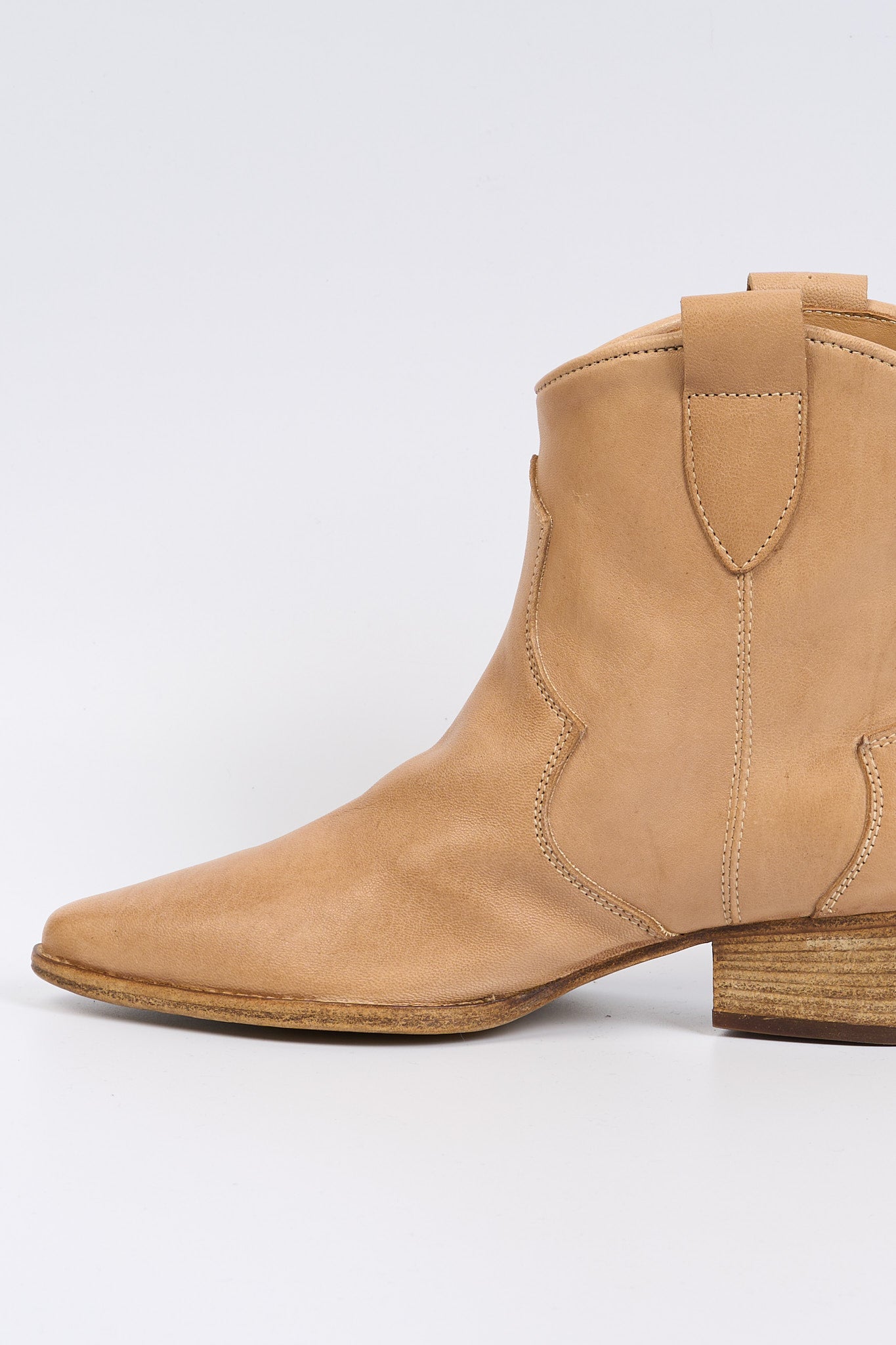 Ardito Stivaletto Texano Pelle Beige Donna-6