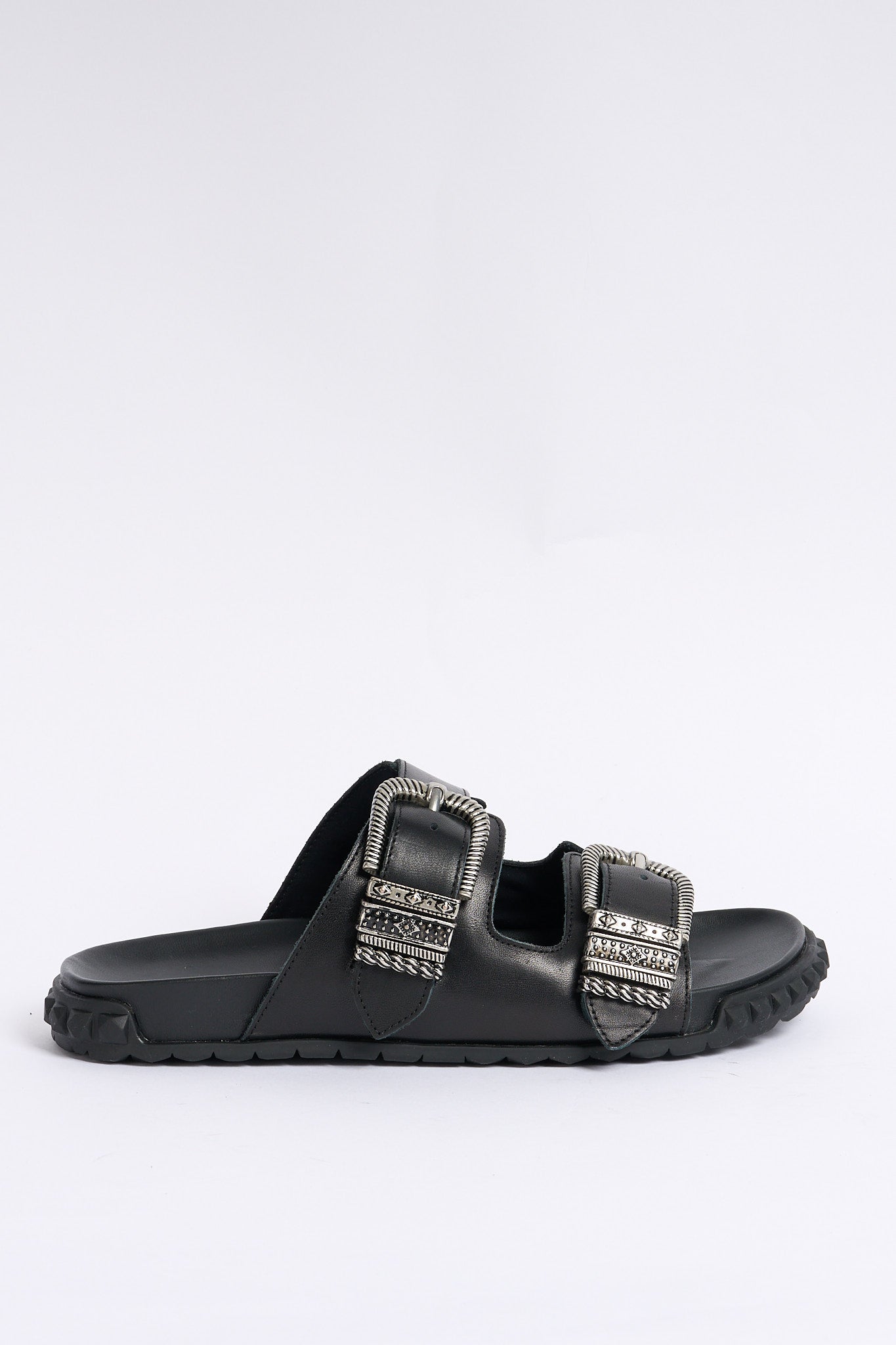 Ash Ciabatta Twister Doppia Fibbia Nero Donna-1