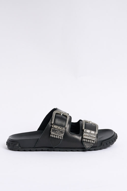 Ash Ciabatta Twister Doppia Fibbia Nero Donna