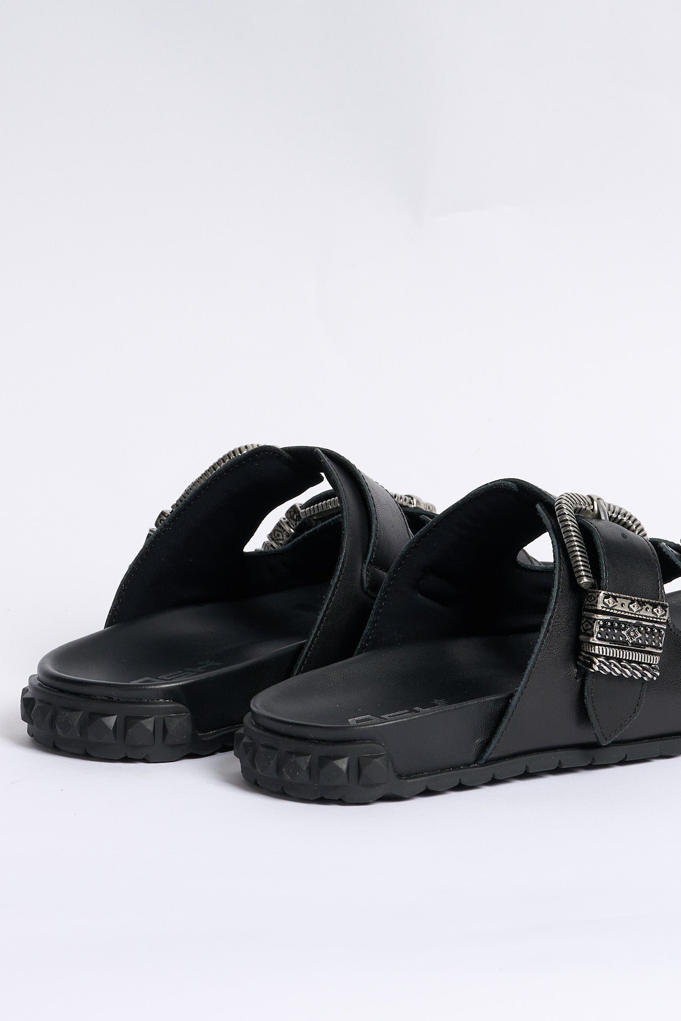 Ash Ciabatta Twister Doppia Fibbia Nero Donna-4