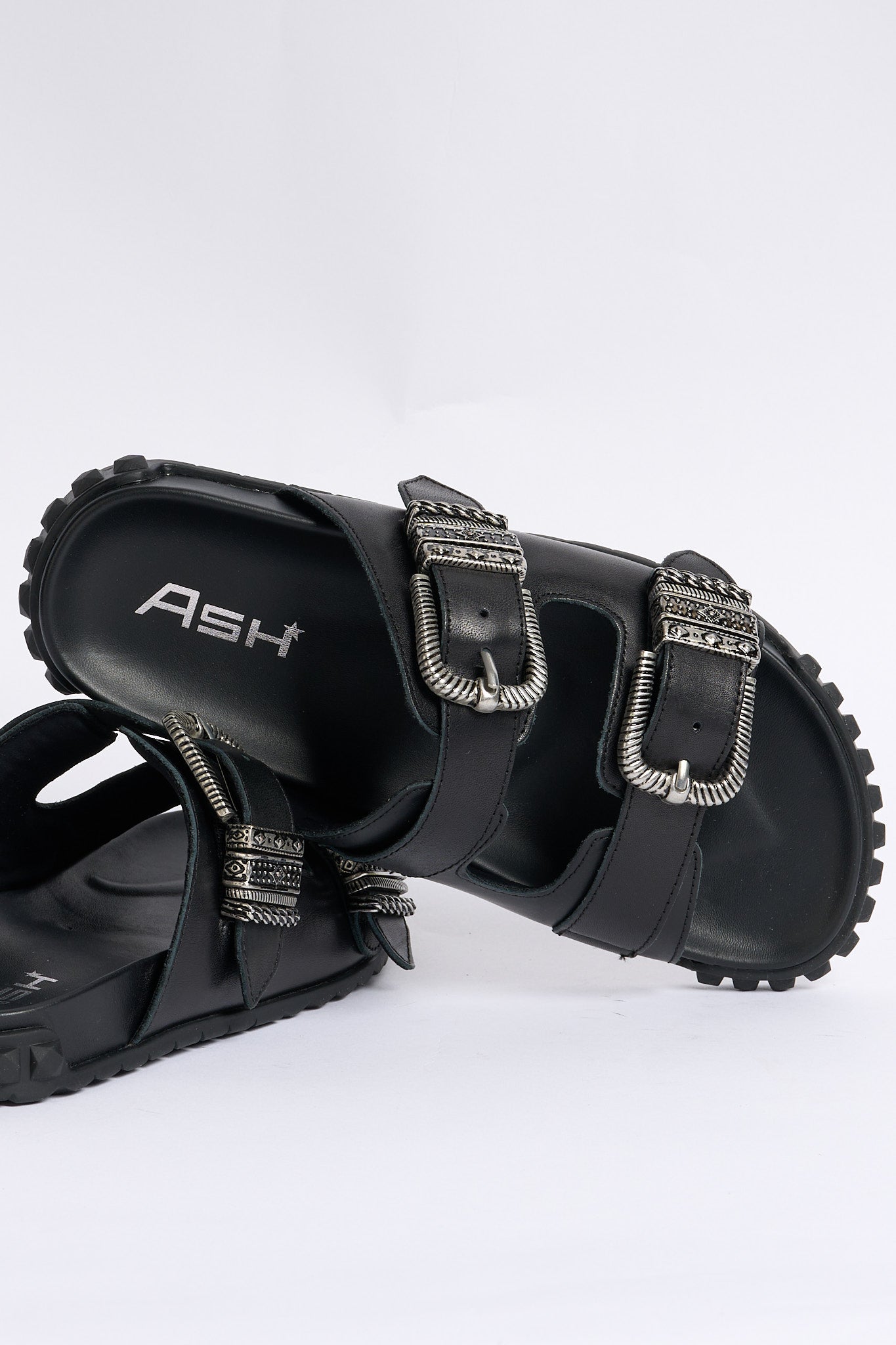 Ash Ciabatta Twister Doppia Fibbia Nero Donna-5